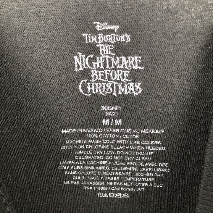 THE NIGHTMARE BEFORE CHRISTMAS Character Print T-Shirt (Men's Size M) cotton black type Vintage Second Hand