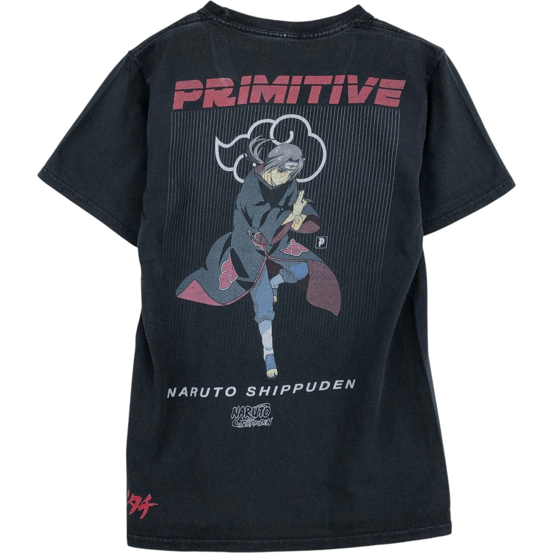 Primitive NARUTO SHIPPUDEN Uchiha Itachi Anime Character Print T-Shirt (Men's Size S) cotton black type Vintage Second Hand