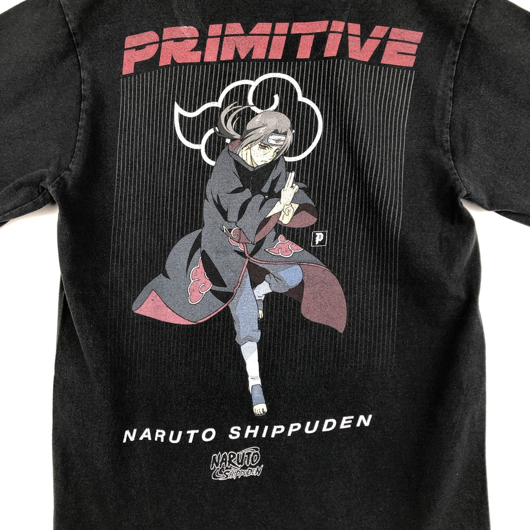 Primitive NARUTO SHIPPUDEN Uchiha Itachi Anime Character Print T-Shirt (Men's Size S) cotton black type Vintage Second Hand