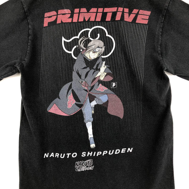Primitive NARUTO SHIPPUDEN Uchiha Itachi Anime Character Print T-Shirt (Men's Size S) cotton black type Vintage Second Hand