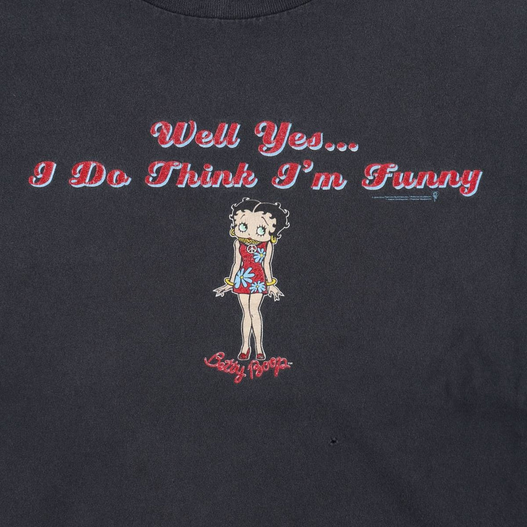 2000'S TNT BETTY BOOP Character Print T-Shirt, Men's Size XL (approx.) unclear black type Vintage Second Hand