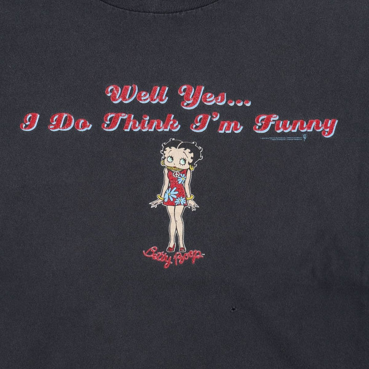 2000'S TNT BETTY BOOP Character Print T-Shirt, Men's Size XL (approx.) unclear black type Vintage Second Hand