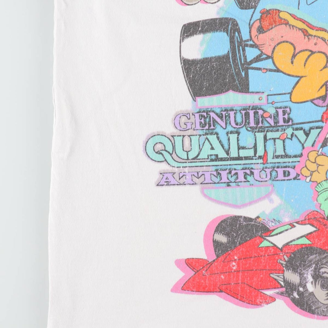 Garfield character print T-shirt, men's size L (approx.) cotton white type Vintage Second Hand