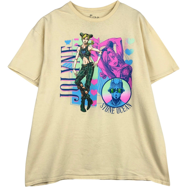 Ripple Junction JoJo's Bizarre Adventure Jolyne Cujoh Anime Character Print T-Shirt Men's XL (approx.) cotton yellow type Vintage Second Hand