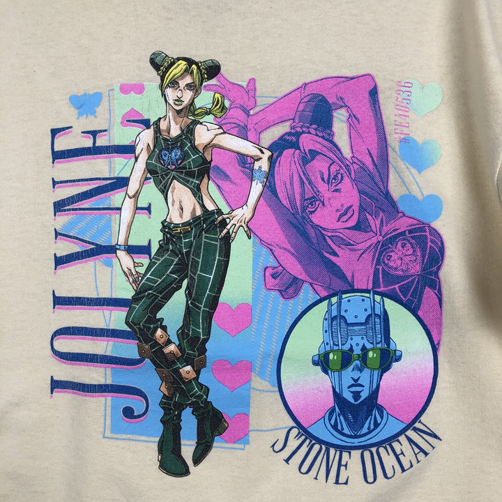 Ripple Junction JoJo's Bizarre Adventure Jolyne Cujoh Anime Character Print T-Shirt Men's XL (approx.) cotton yellow type Vintage Second Hand