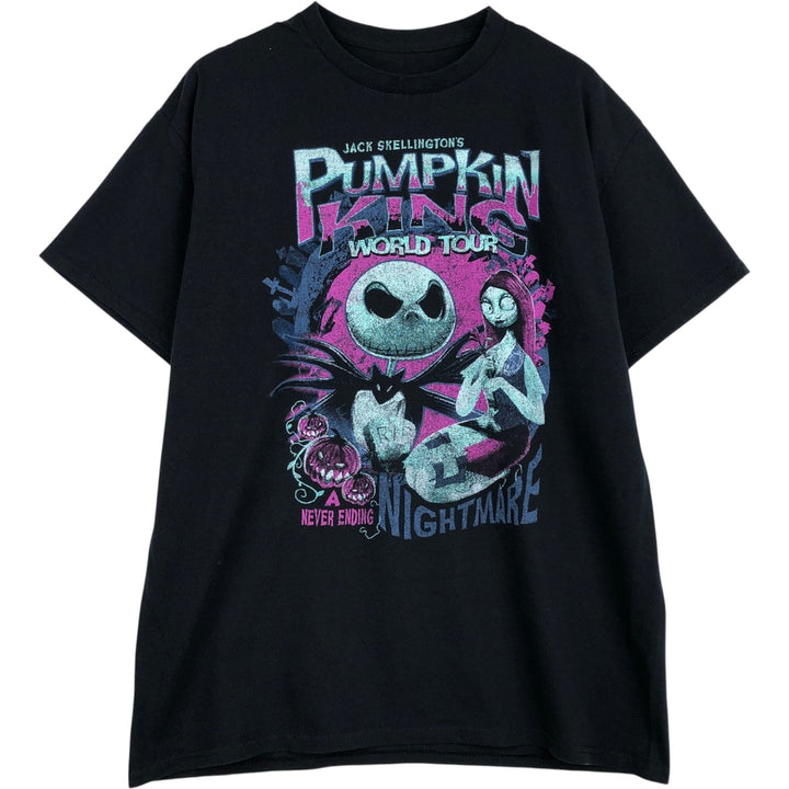 The Nightmare Before Christmas Character Print T-Shirt (Men's Size L) cotton black type Vintage Second Hand