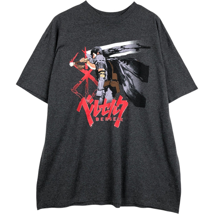 BERSERK Anime Character Print T-Shirt, Men's XXL (approx.) cotton Charcoal Vintage Second Hand