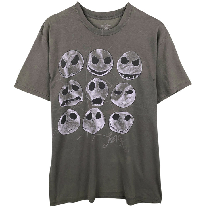 THE NIGHTMARE BEFORE CHRISTMAS Jack character print T-shirt (Men's size L) cotton gray type Vintage Second Hand
