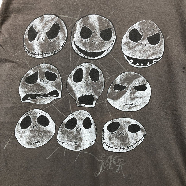 THE NIGHTMARE BEFORE CHRISTMAS Jack character print T-shirt (Men's size L) cotton gray type Vintage Second Hand