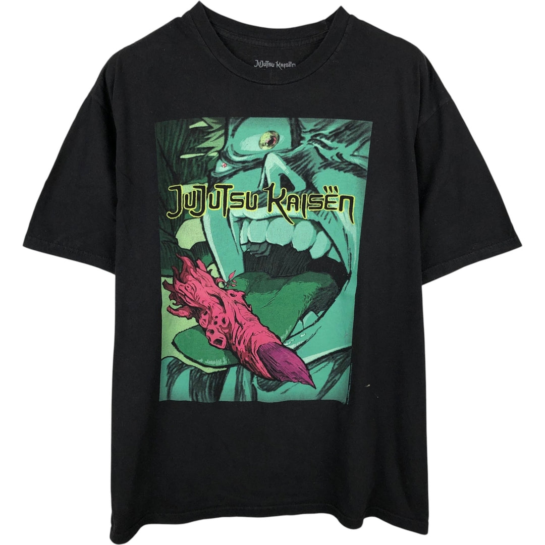 Jujutsu Kaisen anime character print T-shirt, men's size XL. cotton black type Vintage Second Hand