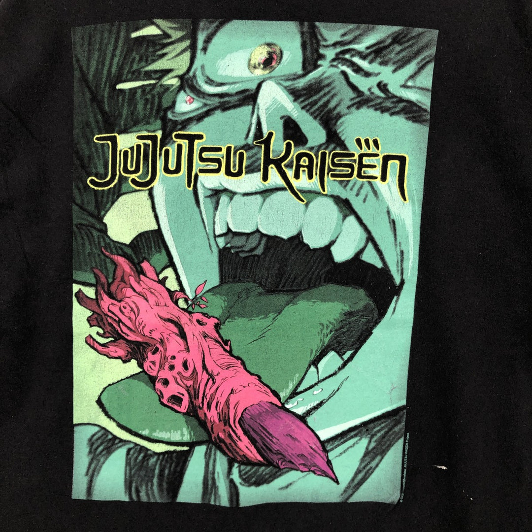 Jujutsu Kaisen anime character print T-shirt, men's size XL. cotton black type Vintage Second Hand