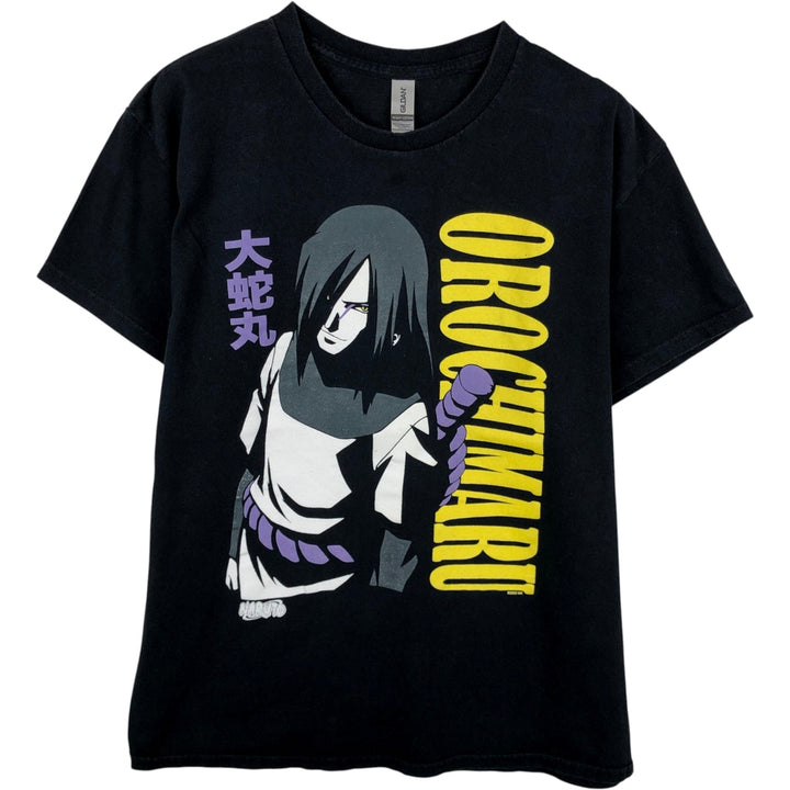2000'S Gildan Naruto Orochimaru Anime Character Print T-Shirt, Men's Size L (approx.) cotton black type Vintage Second Hand