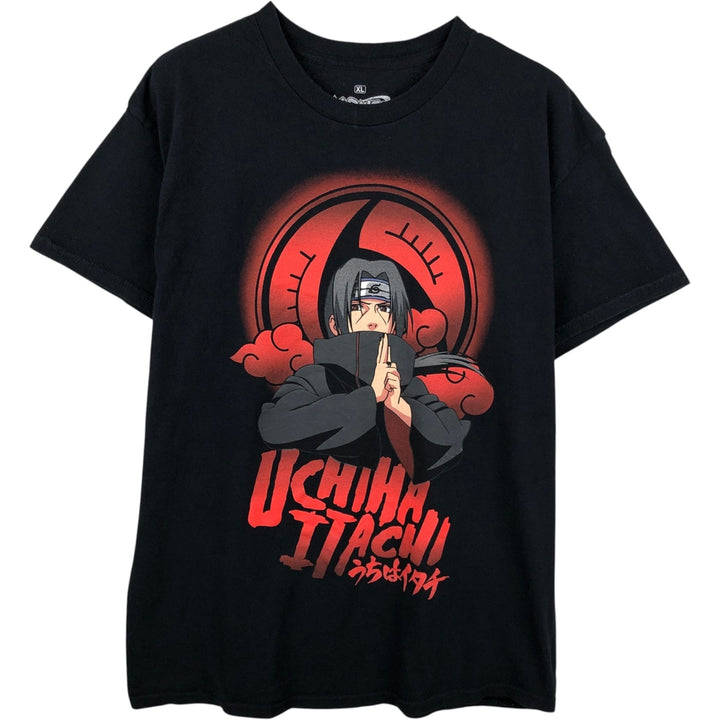 2000'S NARUTO SHIPPUDEN Naruto Shippuden Uchiha Itachi Anime Character Print T-Shirt Men's XL cotton black type Vintage Second Hand