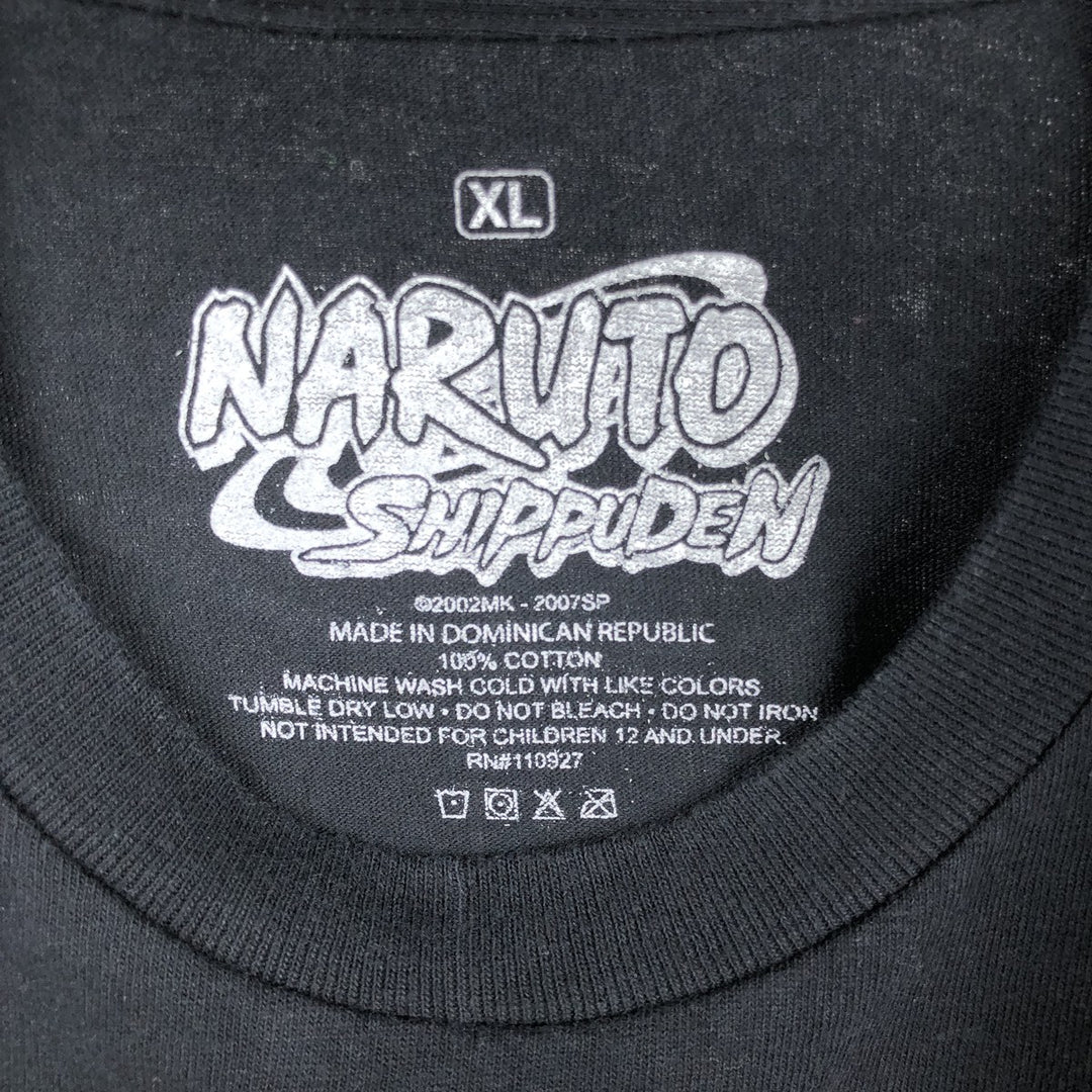 2000'S NARUTO SHIPPUDEN Naruto Shippuden Uchiha Itachi Anime Character Print T-Shirt Men's XL cotton black type Vintage Second Hand