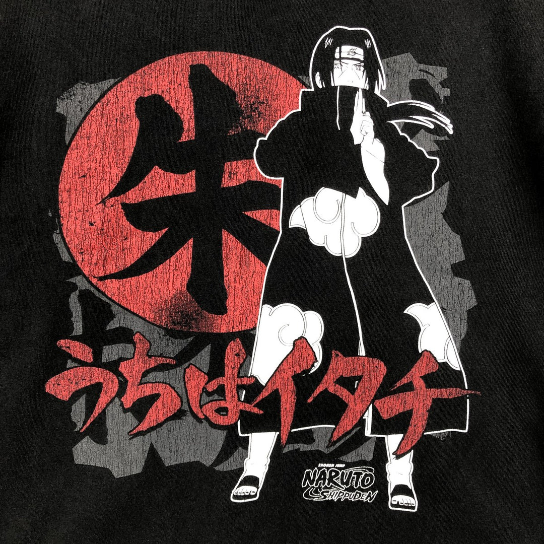 2000'S NARUTO SHIPPUDEN Naruto Shippuden Uchiha Itachi Anime Character Print T-Shirt Men's Size L cotton black type Vintage Second Hand