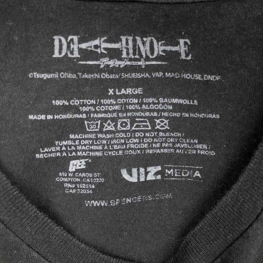 DEATH NOTE Anime Character Print T-Shirt Men's XL cotton black type Vintage Second Hand