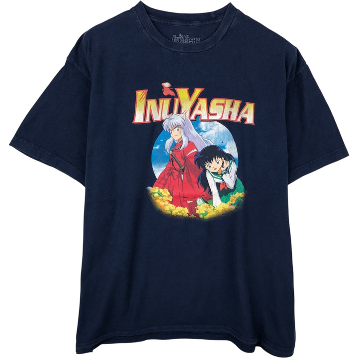 INUYASHA Inuyasha Anime Character Print T-Shirt, Men's XL cotton navy blue type Vintage Second Hand