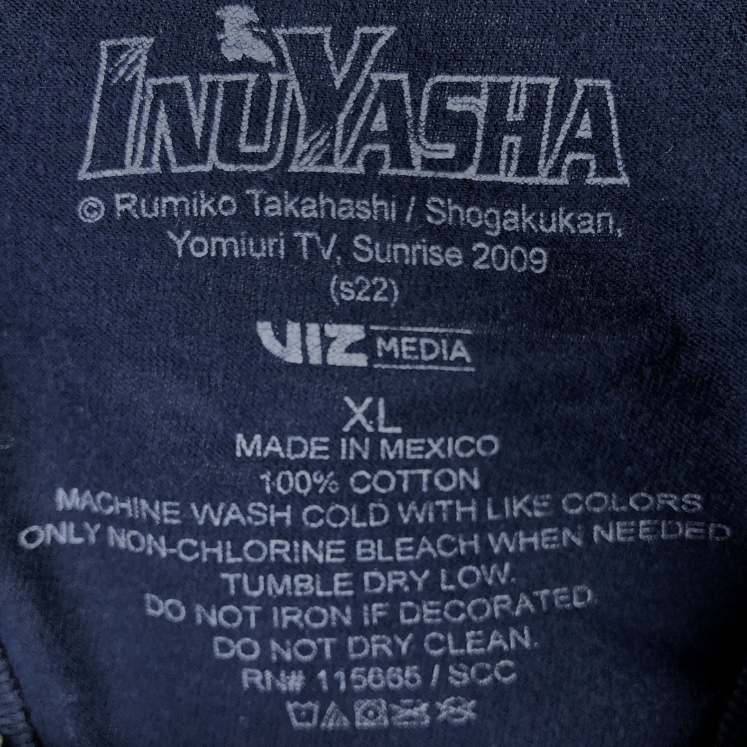 INUYASHA Inuyasha Anime Character Print T-Shirt, Men's XL cotton navy blue type Vintage Second Hand