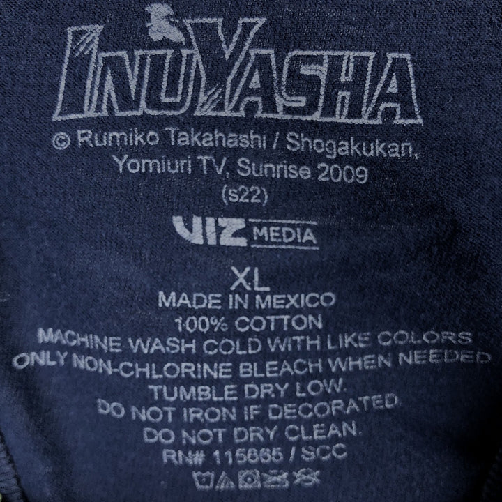 INUYASHA Inuyasha Anime Character Print T-Shirt, Men's XL cotton navy blue type Vintage Second Hand