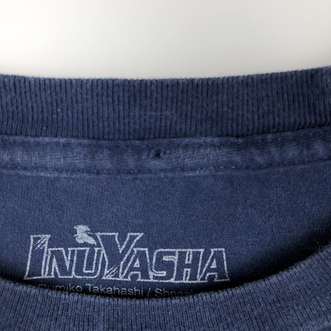 INUYASHA Inuyasha Anime Character Print T-Shirt, Men's XL cotton navy blue type Vintage Second Hand