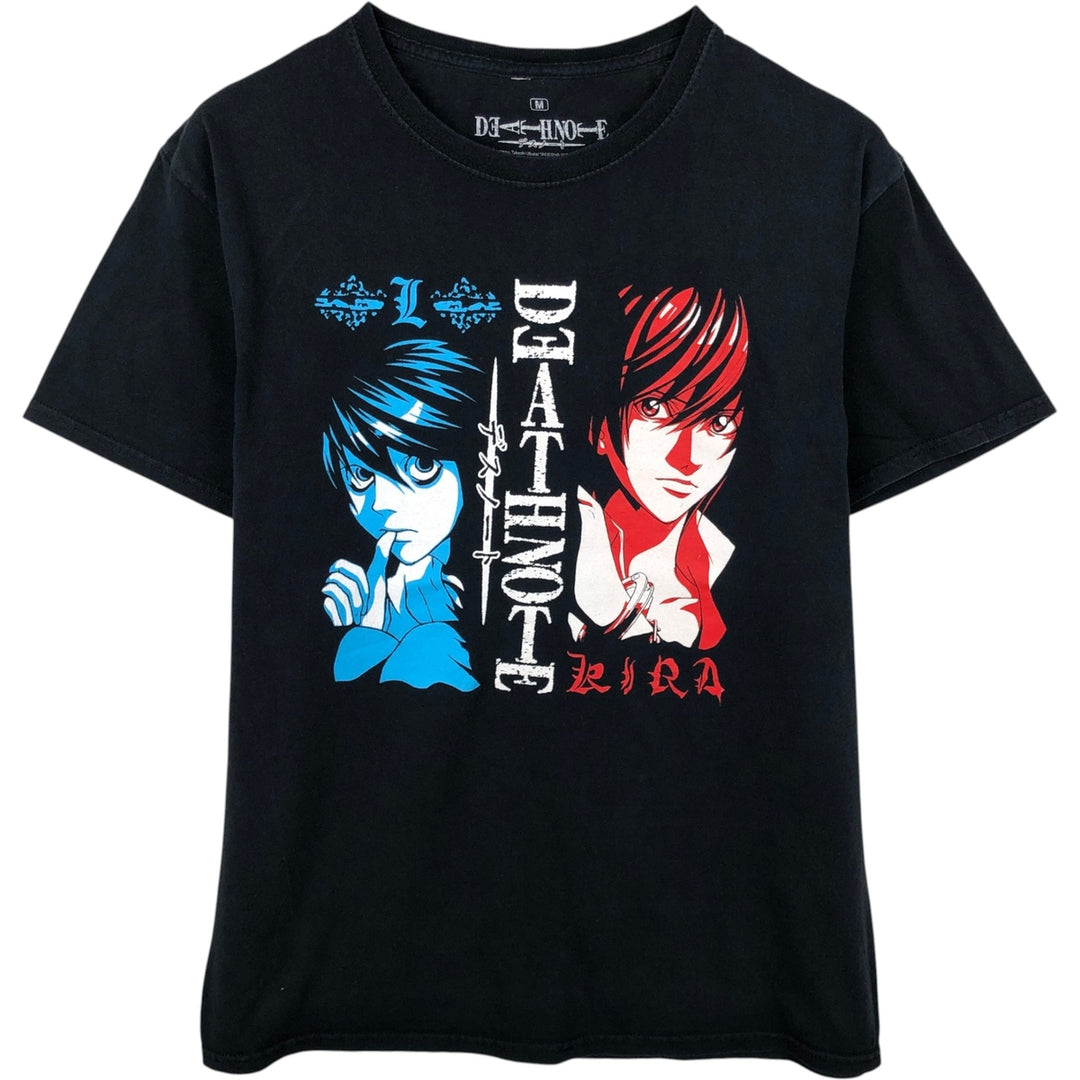 DEATH NOTE Anime Character Print T-Shirt Men's M Size cotton black type Vintage Second Hand