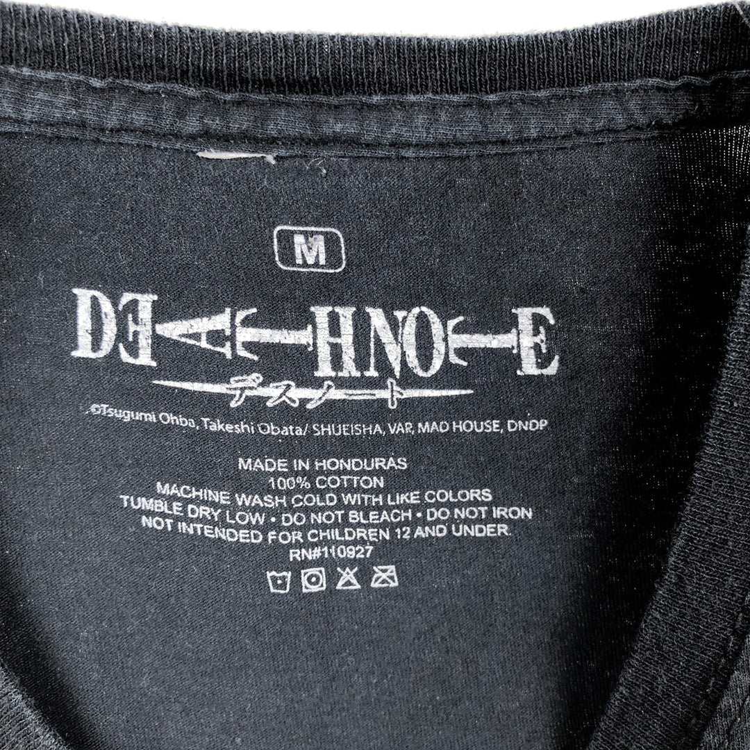 DEATH NOTE Anime Character Print T-Shirt Men's M Size cotton black type Vintage Second Hand