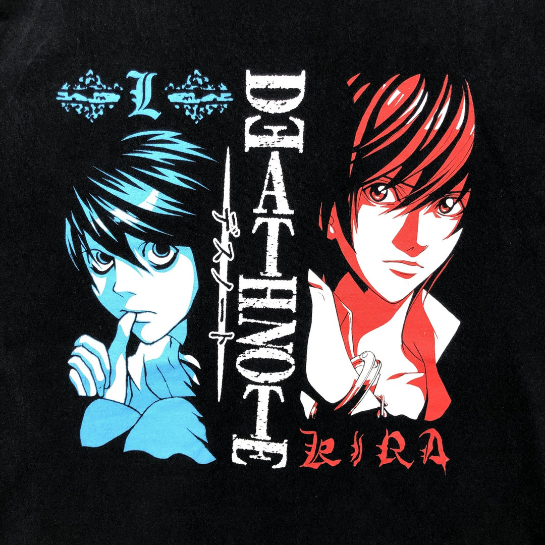 DEATH NOTE Anime Character Print T-Shirt Men's M Size cotton black type Vintage Second Hand