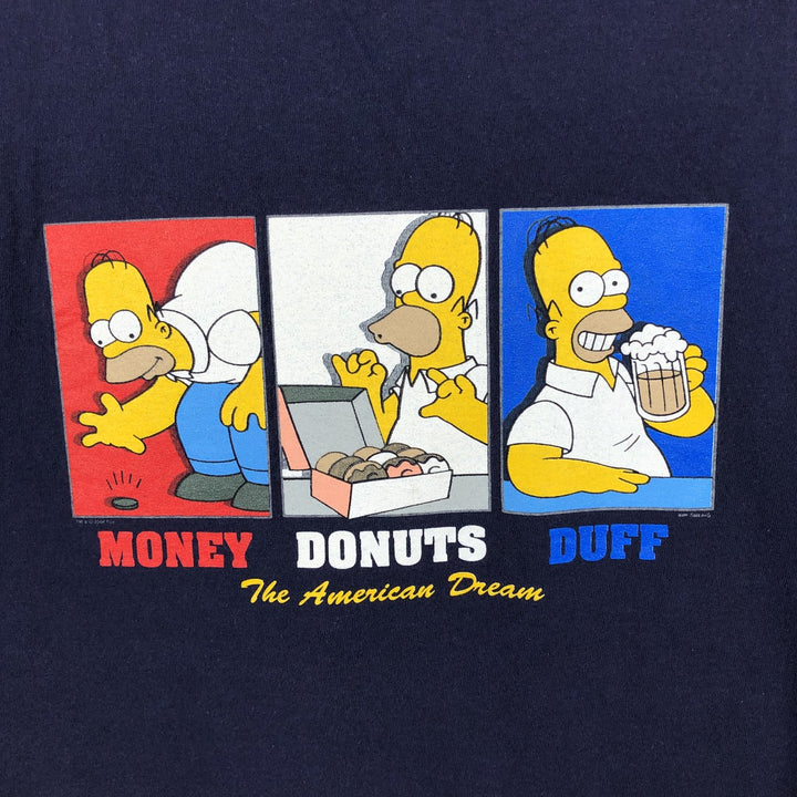 2000'S Delta THE SIMPSONS Homer Simpsons Character Print T-Shirt, Made in USA, Men's Size XL (approx.) cotton navy blue type Vintage Second Hand