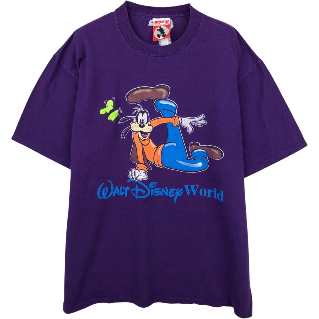 90'S MICKEY, INC. GOOFY character print T-shirt, Made in USA, Men's XL equivalent, Vintage cotton purple type Vintage Second Hand