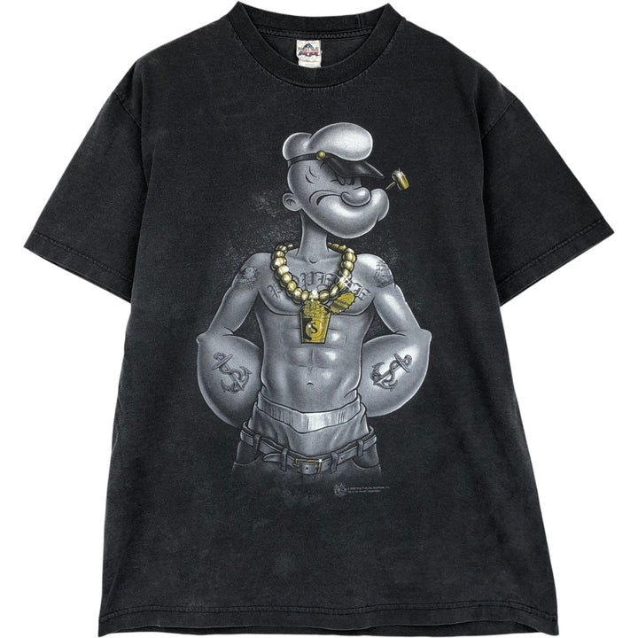 2000'S ALSTYLE POPEYE character print T-shirt, men's size L (approx.) cotton black type Vintage Second Hand