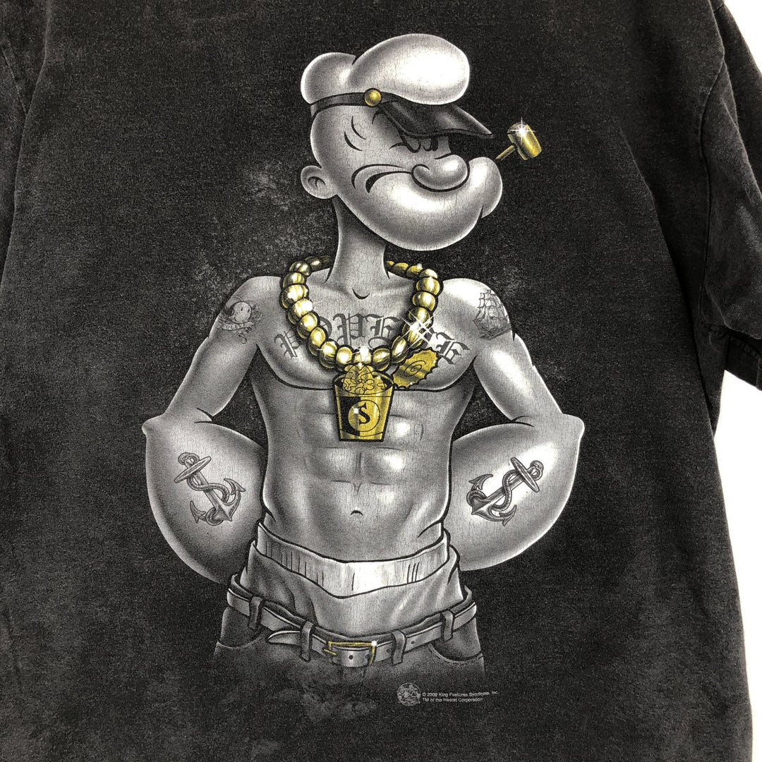 2000'S ALSTYLE POPEYE character print T-shirt, men's size L (approx.) cotton black type Vintage Second Hand
