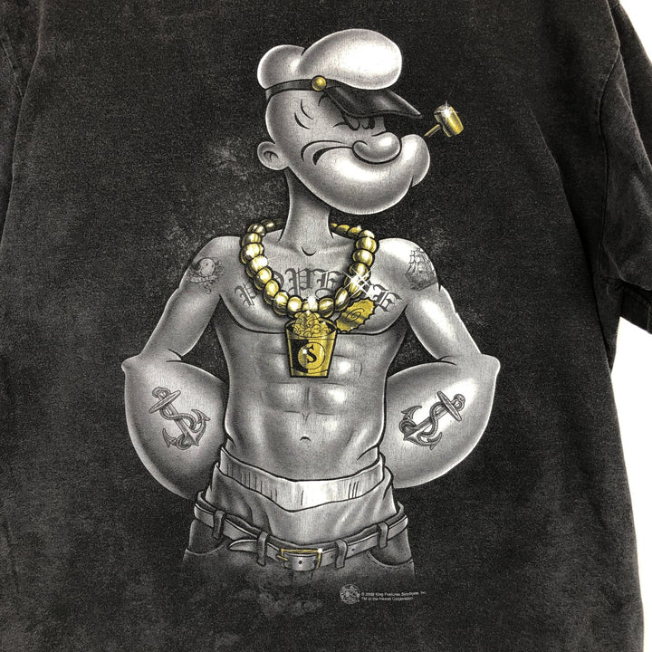 2000'S ALSTYLE POPEYE character print T-shirt, men's size L (approx.) cotton black type Vintage Second Hand