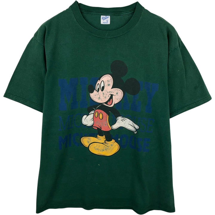 90'S Belbasin MICKEY MOUSE Mickey Mouse character print T-shirt Made in USA Men's XL Vintage cotton Green type dark green Vintage Second Hand