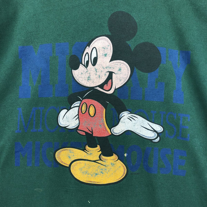90'S Belbasin MICKEY MOUSE Mickey Mouse character print T-shirt Made in USA Men's XL Vintage cotton Green type dark green Vintage Second Hand