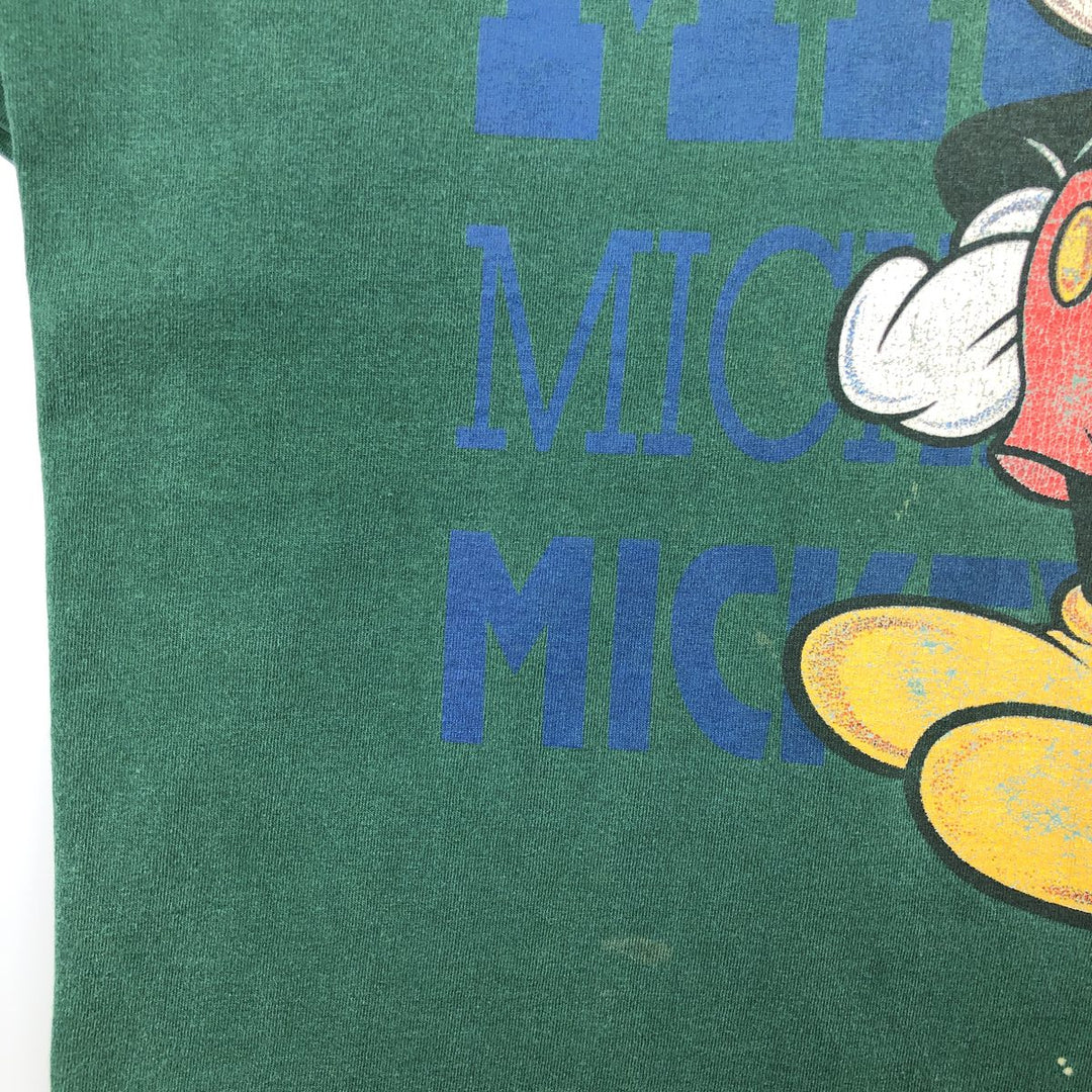 90'S Belbasin MICKEY MOUSE Mickey Mouse character print T-shirt Made in USA Men's XL Vintage cotton Green type dark green Vintage Second Hand