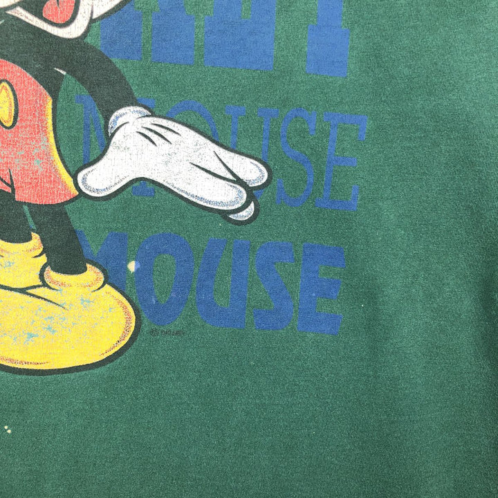 90'S Belbasin MICKEY MOUSE Mickey Mouse character print T-shirt Made in USA Men's XL Vintage cotton Green type dark green Vintage Second Hand