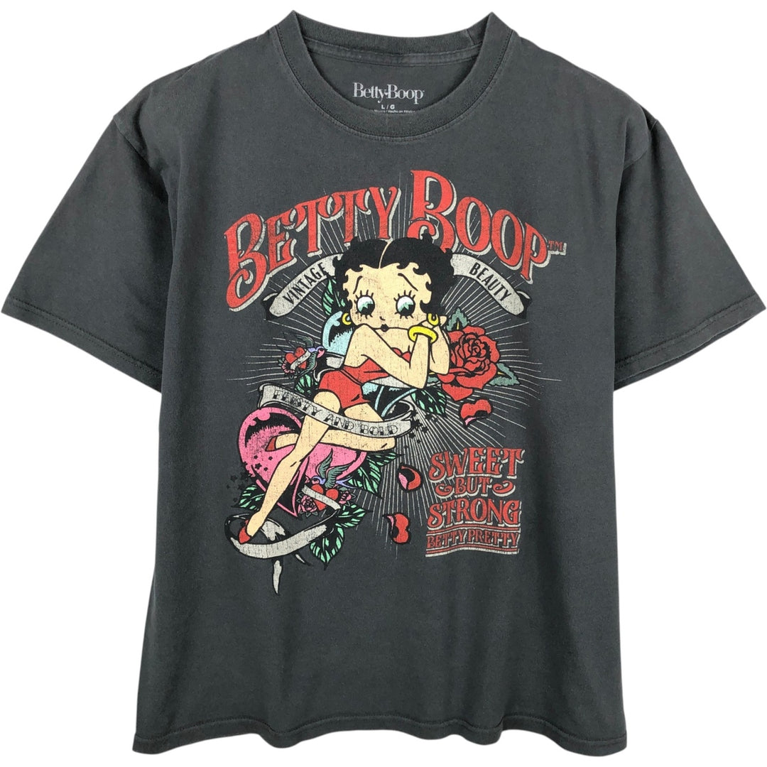 BETTY BOOP Betty Boop character print T-shirt, men's size L cotton Charcoal Vintage Second Hand