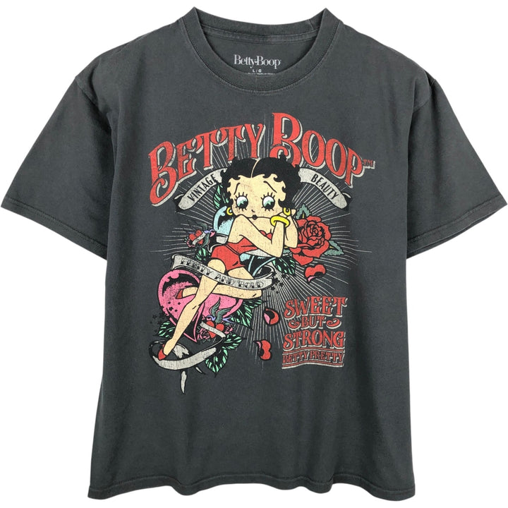 BETTY BOOP Betty Boop character print T-shirt, men's size L cotton Charcoal Vintage Second Hand