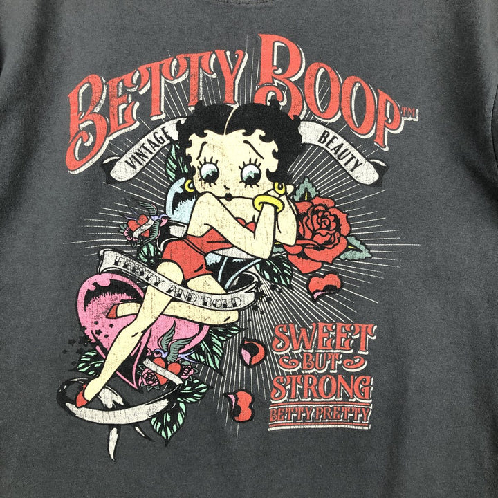 BETTY BOOP Betty Boop character print T-shirt, men's size L cotton Charcoal Vintage Second Hand