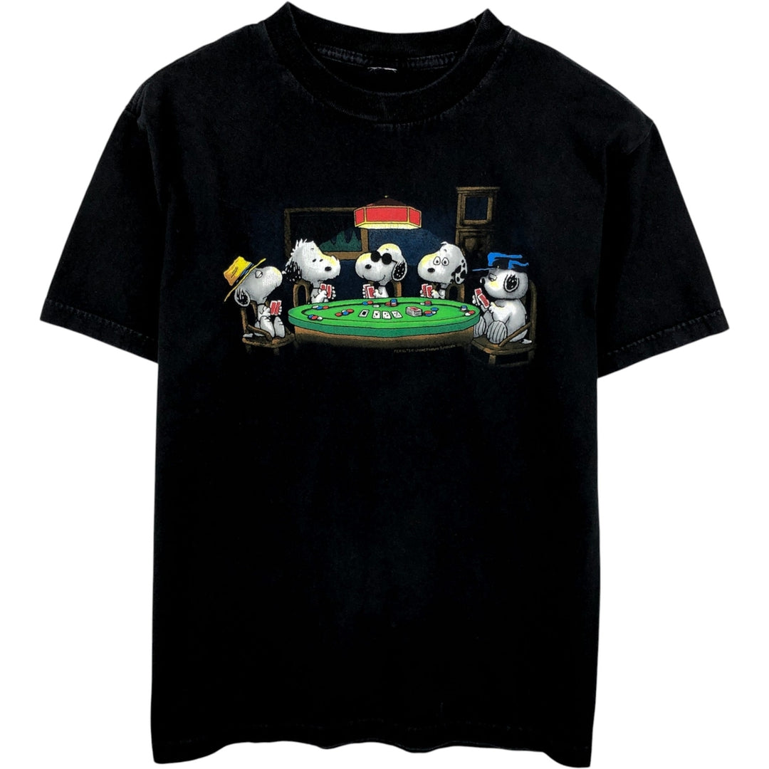 SNOOPY character print T-shirt, men's size XL. unclear black type Vintage Second Hand
