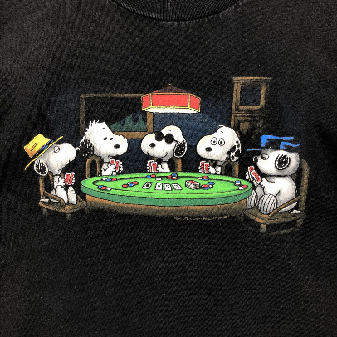 SNOOPY character print T-shirt, men's size XL. unclear black type Vintage Second Hand