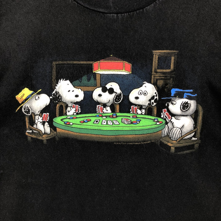 SNOOPY character print T-shirt, men's size XL. unclear black type Vintage Second Hand