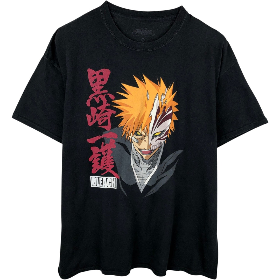 BLEACH Ichigo Kurosaki Anime Character Print T-Shirt Men's XL cotton black type Vintage Second Hand