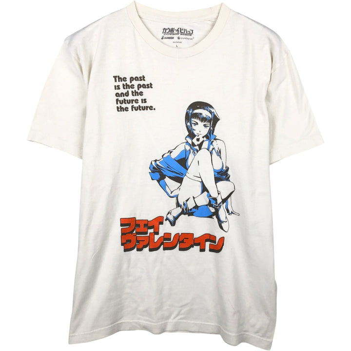 COWBOY BEEBOP Cowboy Bebop Anime Character Print T-shirt Men's L size cotton white type Vintage Second Hand