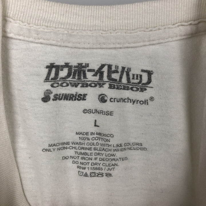 COWBOY BEEBOP Cowboy Bebop Anime Character Print T-shirt Men's L size cotton white type Vintage Second Hand