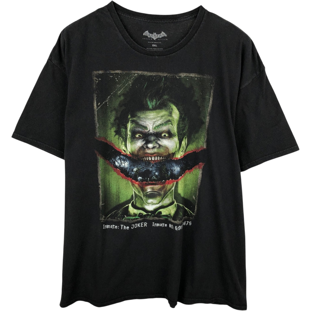 BATMAN Batman Joker character print T-shirt Men's XXL equivalent cotton black type Vintage Second Hand
