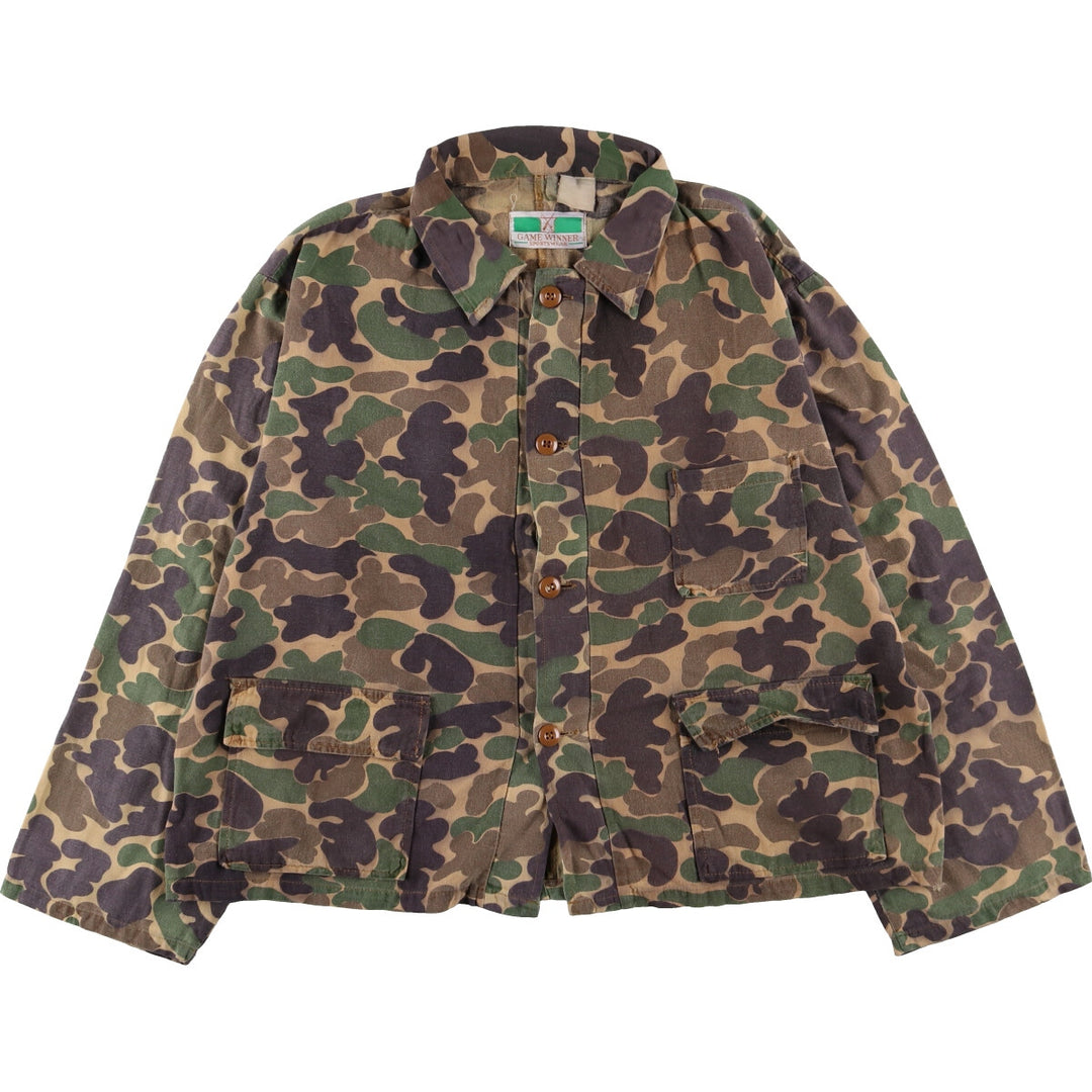 80's GAME WINNER Camouflage Pattern Duck Hunter Camo Hunting Jacket Men's L Size Vintage /eaa474924