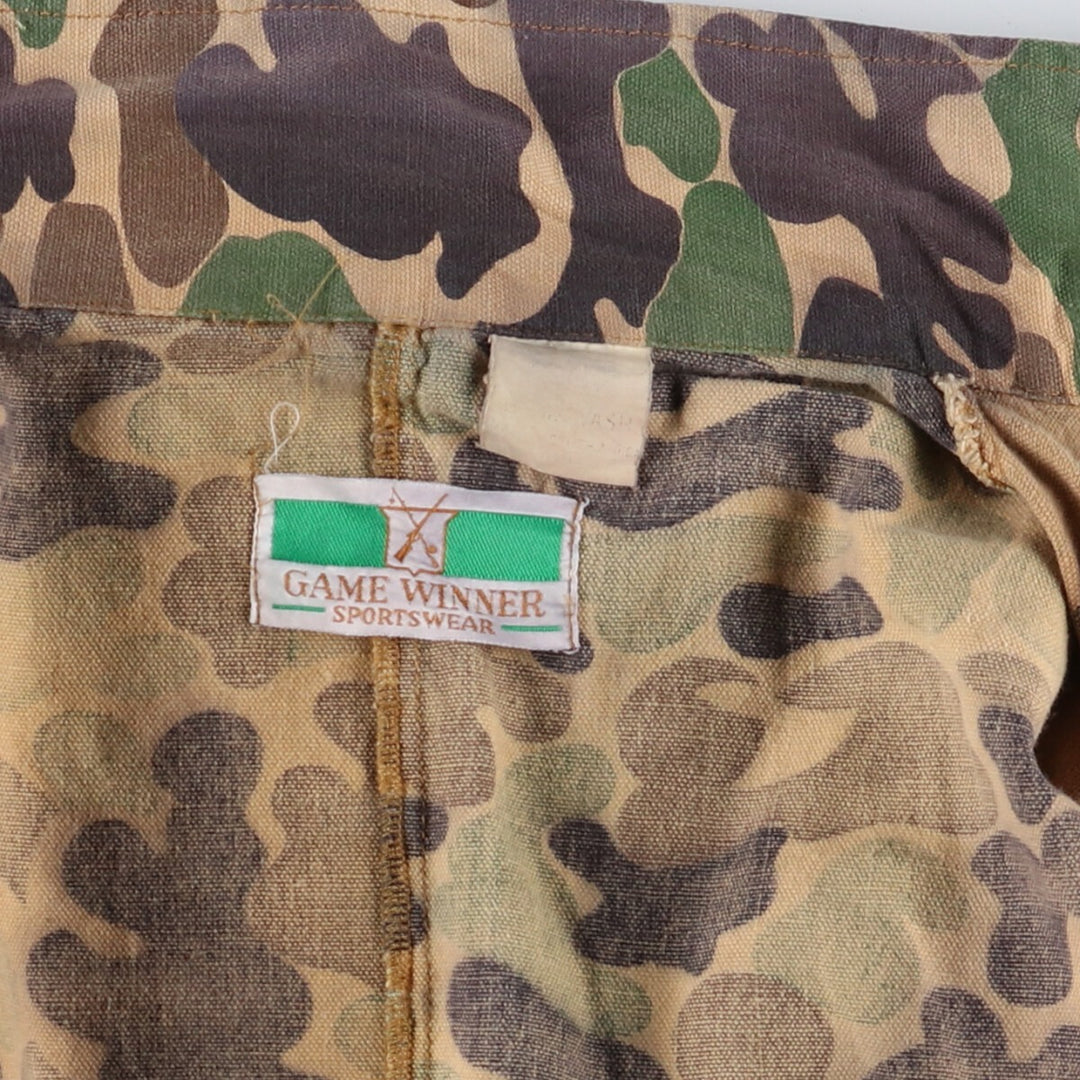 80's GAME WINNER Camouflage Pattern Duck Hunter Camo Hunting Jacket Men's L Size Vintage /eaa474924
