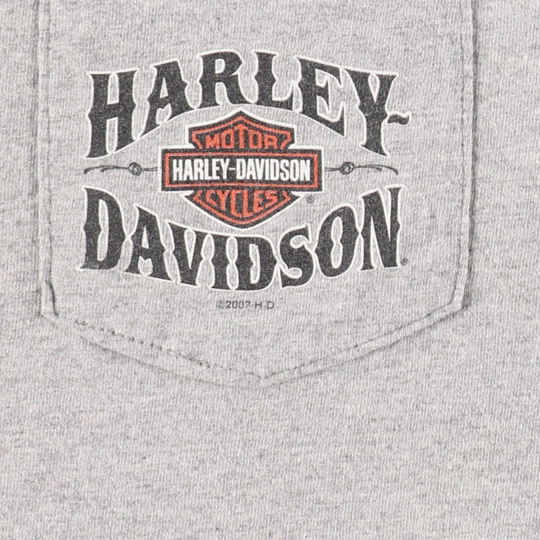 00'S Harley Davidson Back Print Eagle Pattern Motorcycle Bike T-shirt Men's L size /eaa475000