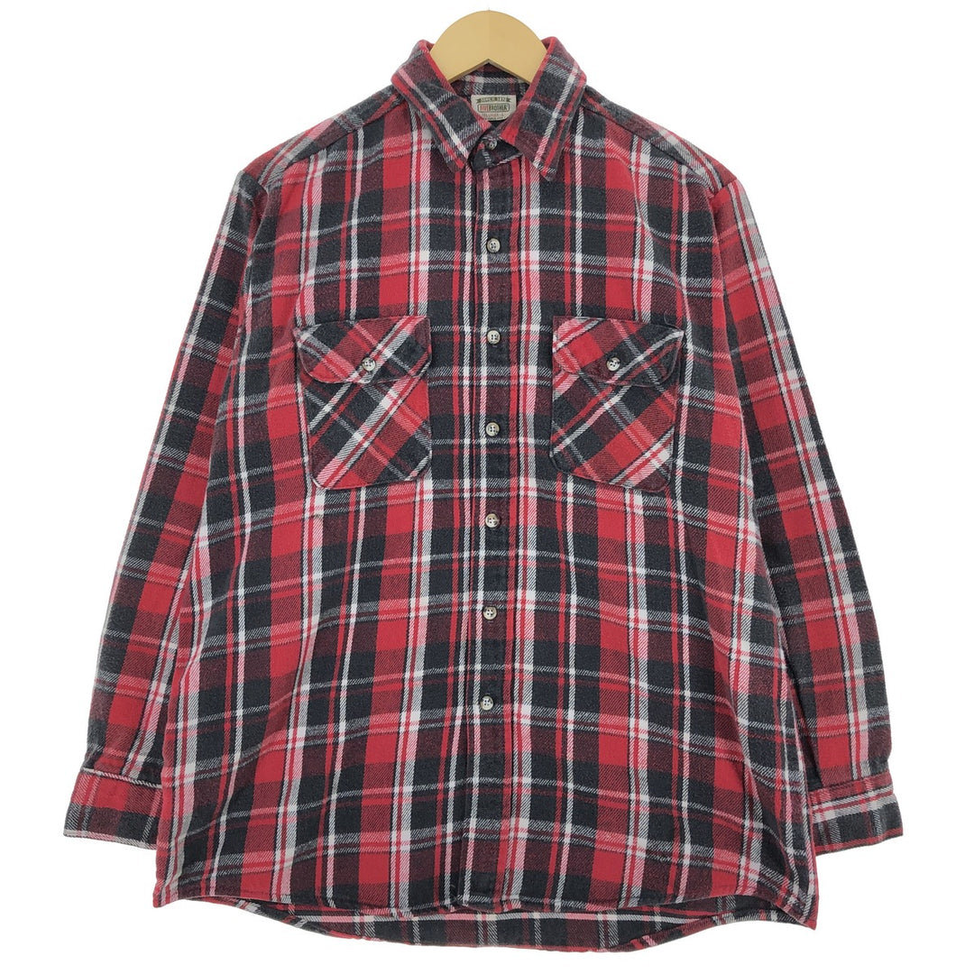 90'S Five Brother Long Sleeve Heavy Flannel Check Shirt Men's L Size Vintage /eaa475034